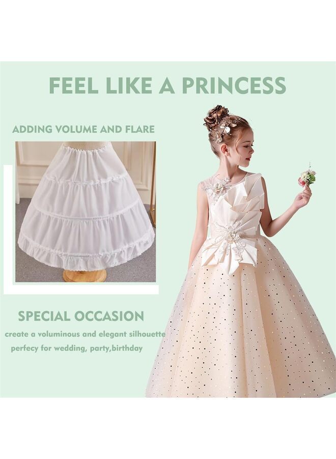 LAMAY Girls' Slips, Ball Gown Petticoat 2 & 3 Hoops Crinoline Skirt Full Slip for Girls Flower Girl Sleeveless Full Slip 3 Hoops Petticoat ( 55CM ) - Image 4
